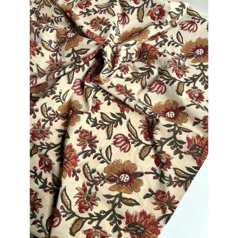 Tissu indien coton hand block traditionnel Qualité Oeko-tex - 9