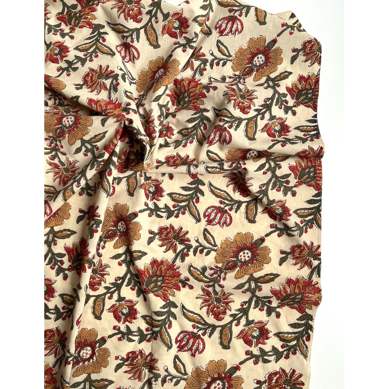 Tissu indien coton hand block traditionnel Qualité Oeko-tex - 3