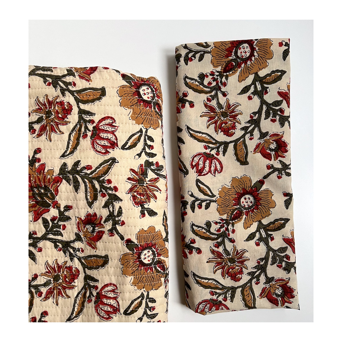 Tissu indien coton hand block traditionnel Qualité Oeko-tex - 10 Tissu indien coton hand block traditionnel Qualité Oeko-tex - 10
