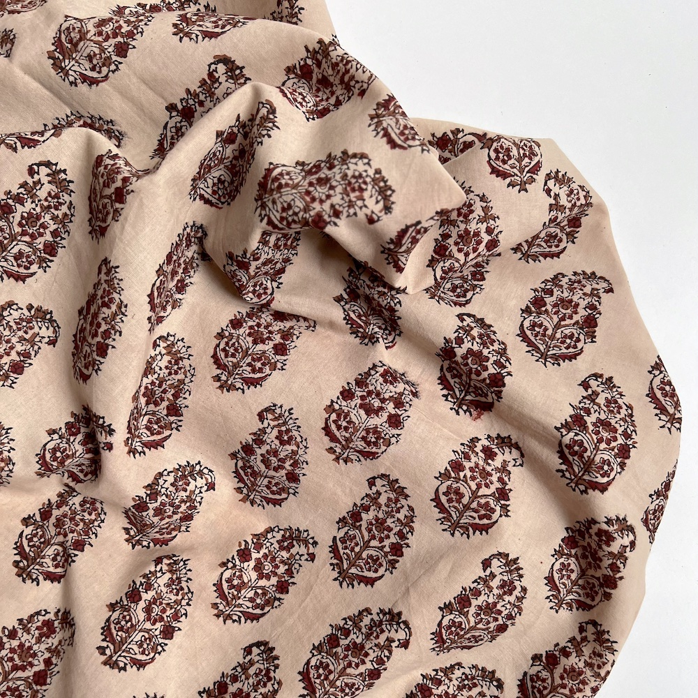 Tissu indien coton hand block traditionnel Qualité Oeko-tex - 1