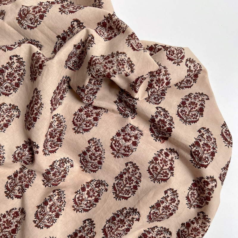 Tissu indien coton hand block traditionnel Qualité Oeko-tex - 1