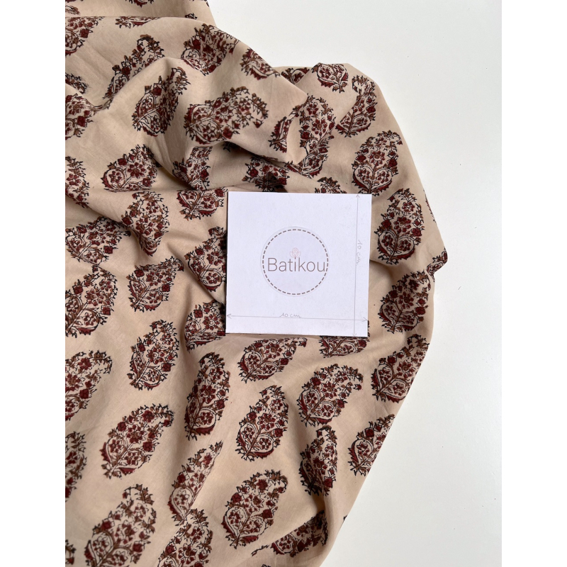 Tissu indien coton hand block traditionnel Qualité Oeko-tex - 7