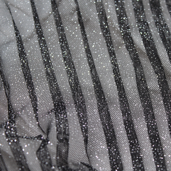 Tulle souple plissé "soleil" noir / argent