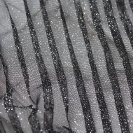 Tulle souple plissé "soleil" noir / argent Tulle souple plissé "soleil" noir / argent