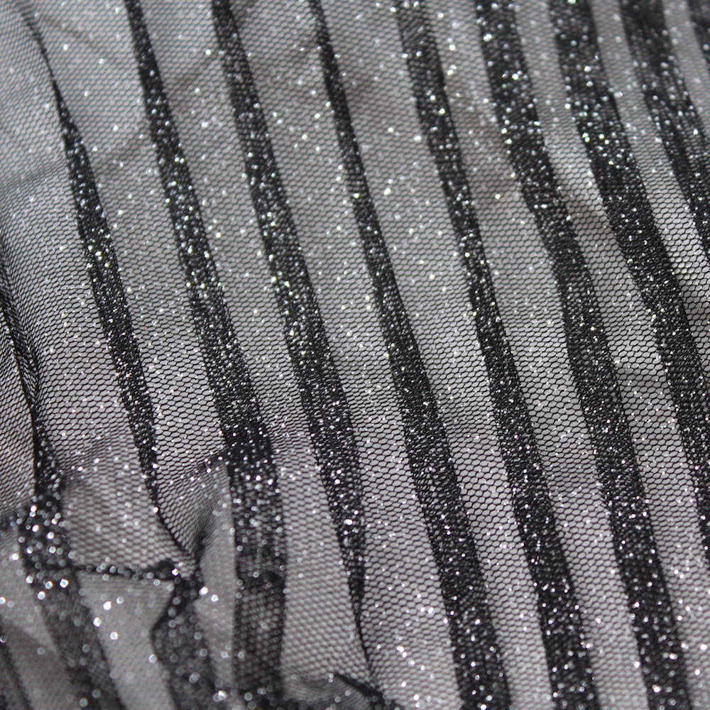 Tulle souple plissé "soleil" noir / argent
