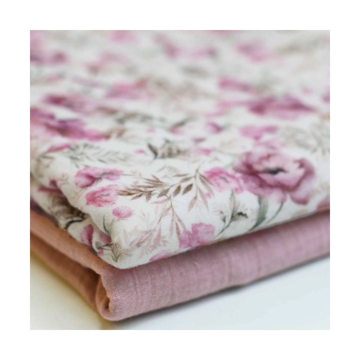 Double gaze de coton imprimé fleurs aquarelle Qualité Oeko-tex - 2