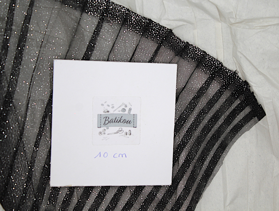 Tulle souple plissé "soleil" noir / argent