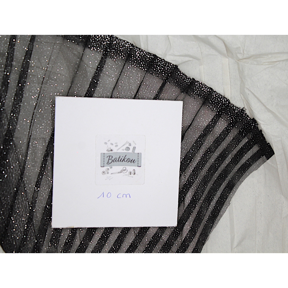 Tulle souple plissé "soleil" noir / argent