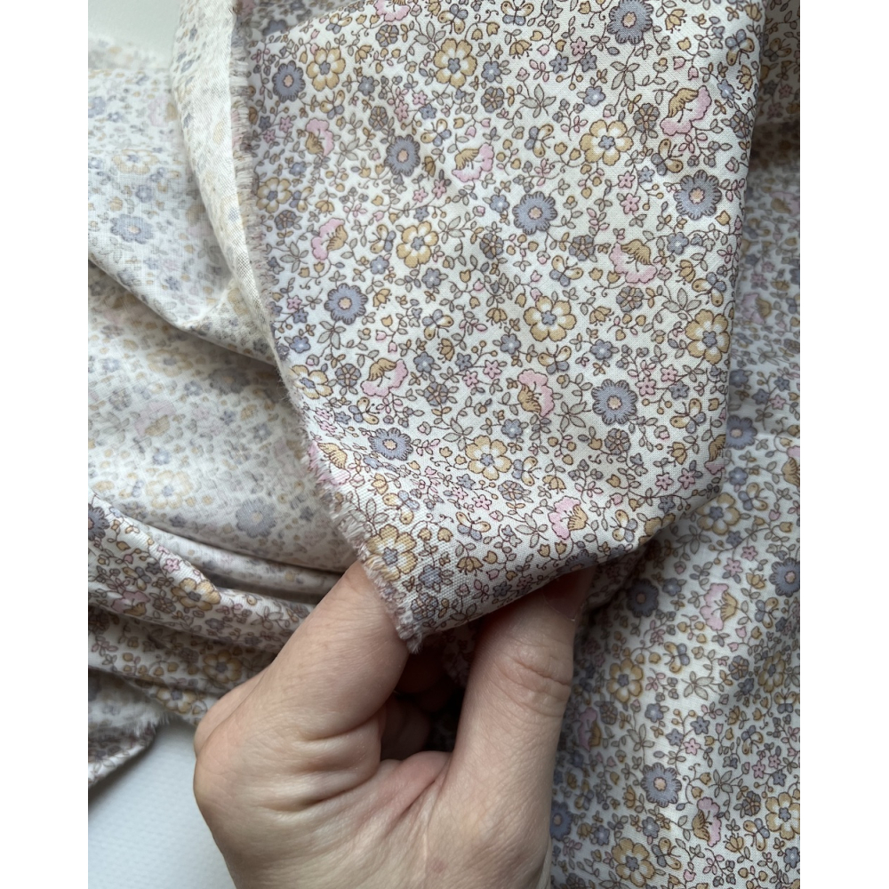 Capucine - Batiste de coton SILKYNE imprimé fleuri pastel Tissus issus de l'agriculture biologique  - 2