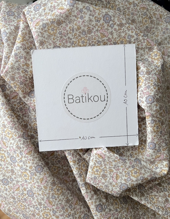 Capucine - Batiste de coton SILKYNE imprimé fleuri pastel Tissus issus de l'agriculture biologique  - 7