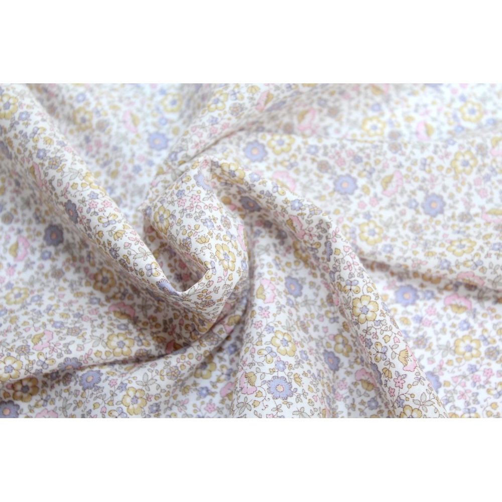 Capucine - Batiste de coton SILKYNE imprimé fleuri pastel Tissus issus de l'agriculture biologique  - 9