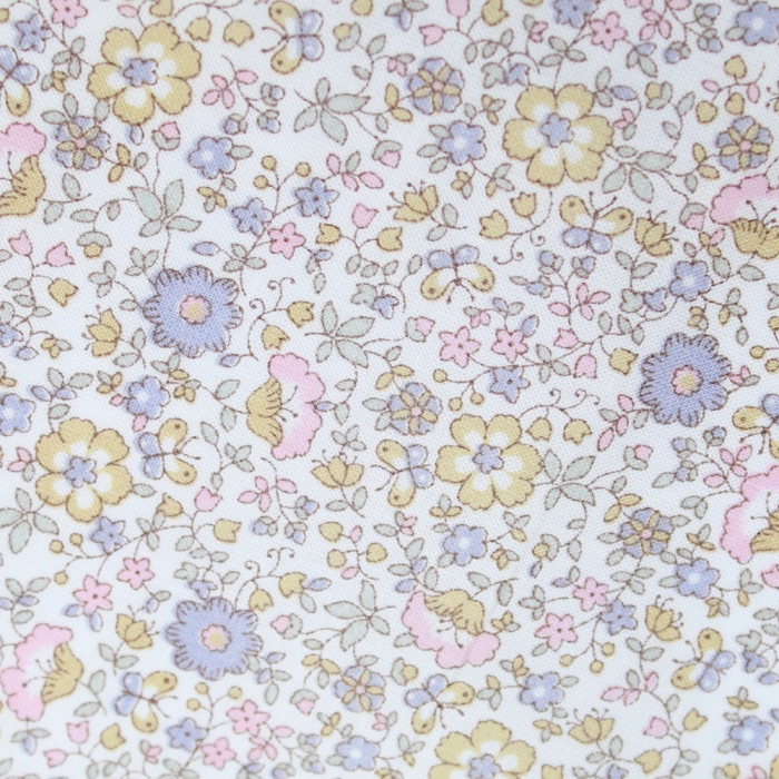 Capucine - Batiste de coton SILKYNE imprimé fleuri pastel Tissus issus de l'agriculture biologique  - 10