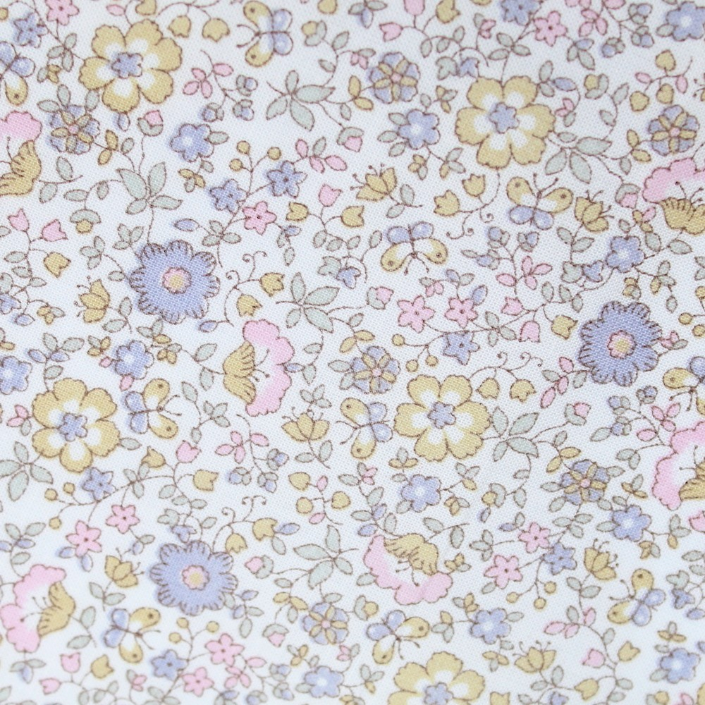 Capucine - Batiste de coton SILKYNE imprimé fleuri pastel Tissus issus de l'agriculture biologique  - 10