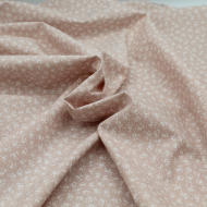 Popeline de coton douce coloris fleuri lait fond rose poudré qualité SWEET