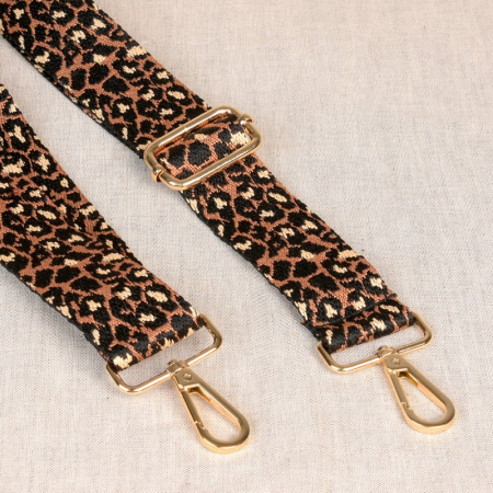 Sangle de sac réglable 80 à 140cm léopard avec attaches mousquetons  - 1 Sangle de sac réglable 80 à 140cm léopard avec attaches mousquetons  - 1