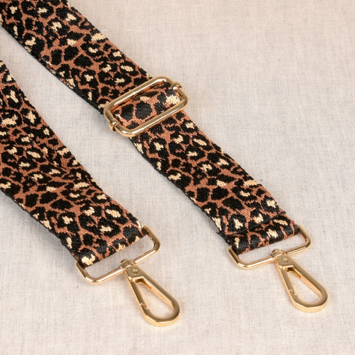 Sangle de sac réglable 80 à 140cm léopard avec attaches mousquetons  - 1