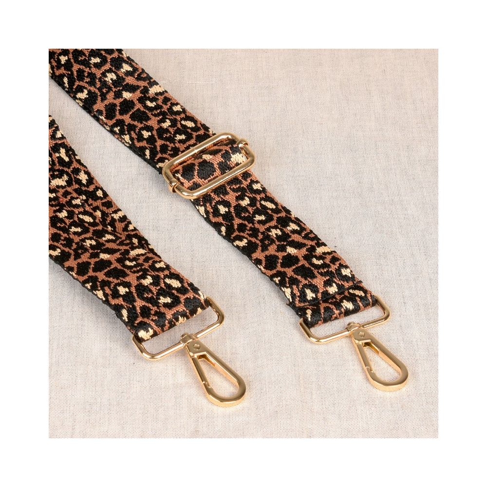 Sangle de sac réglable 80 à 140cm léopard avec attaches mousquetons  - 1
