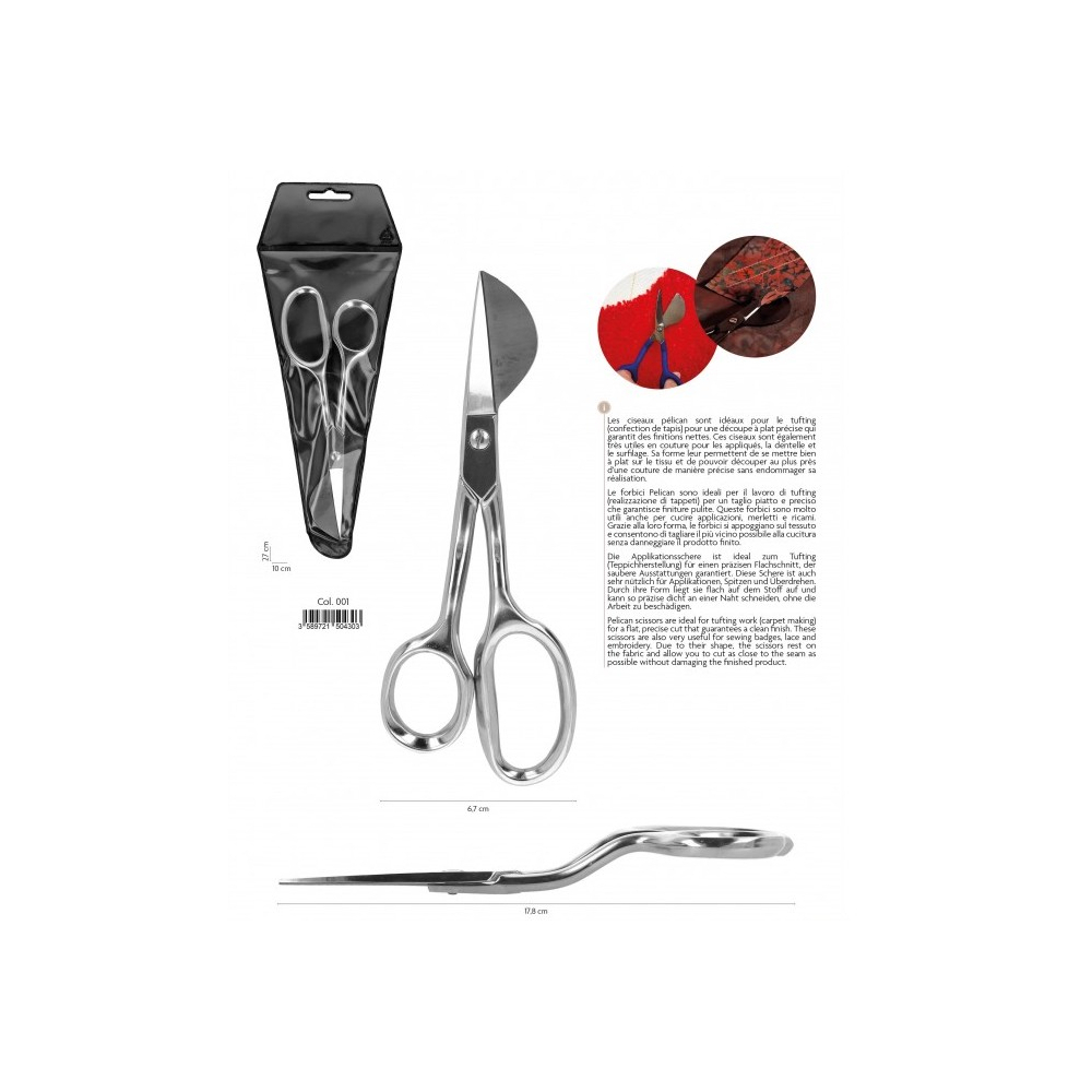 Ciseaux pélican 17,8cm en métal argent  - 2