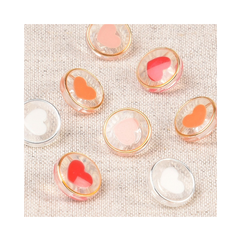 Bouton à queue coeur 11mm en résine / coloris argent et blanc Batikou - 2