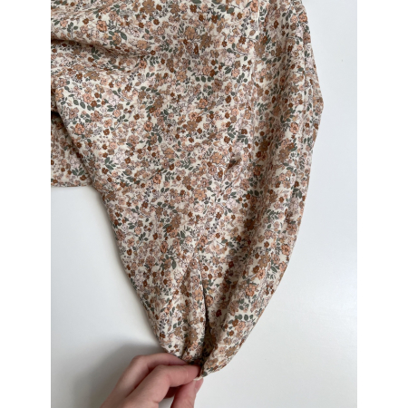 Double gaze de coton imprimé fleuri teintes camel Qualité Oeko-tex - 2