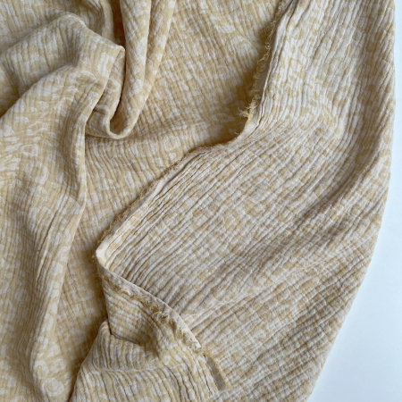 Livia - Double gaze de coton jacquard graou jaune tendre et écru réversible Qualité Oeko-tex - 1 Livia - Double gaze de coton jacquard graou jaune tendre et écru réversible Qualité Oeko-tex - 1