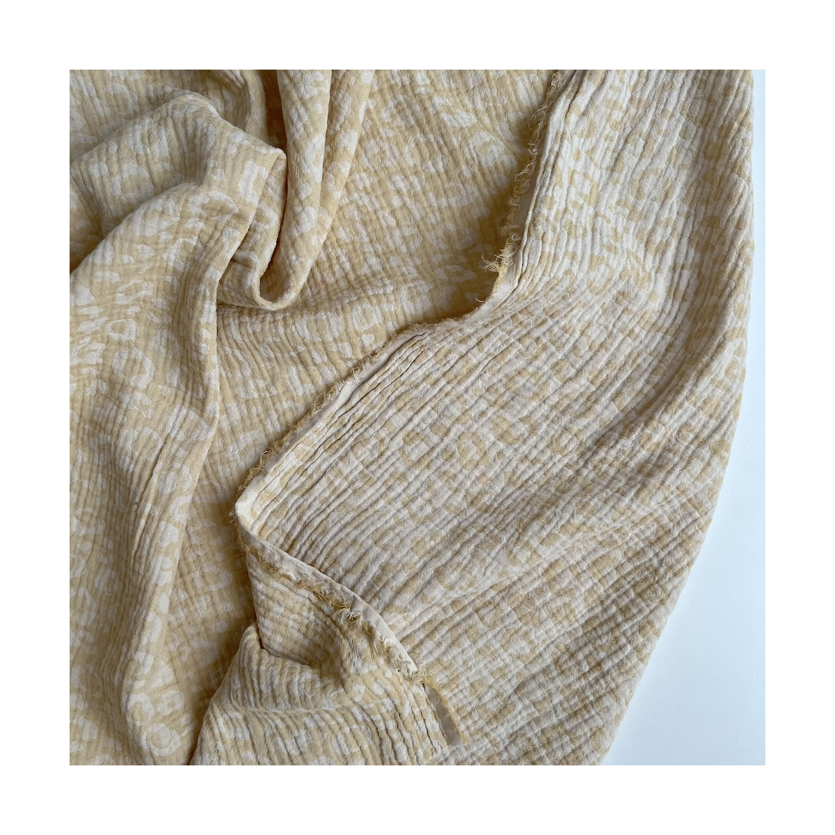 Livia - Double gaze de coton jacquard graou jaune tendre et écru réversible Qualité Oeko-tex - 1 Livia - Double gaze de coton jacquard graou jaune tendre et écru réversible Qualité Oeko-tex - 1