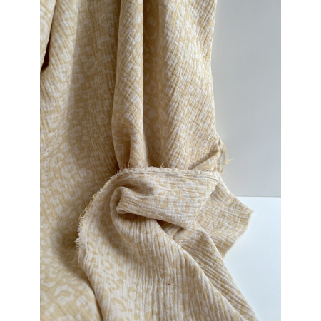 Livia - Double gaze de coton jacquard graou jaune tendre et écru réversible Qualité Oeko-tex - 2 Livia - Double gaze de coton jacquard graou jaune tendre et écru réversible Qualité Oeko-tex - 2