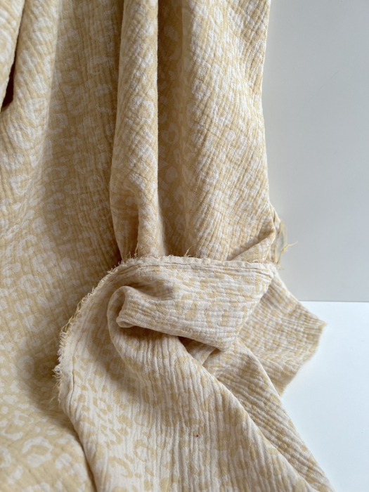 Livia - Double gaze de coton jacquard graou jaune tendre et écru réversible Qualité Oeko-tex - 2