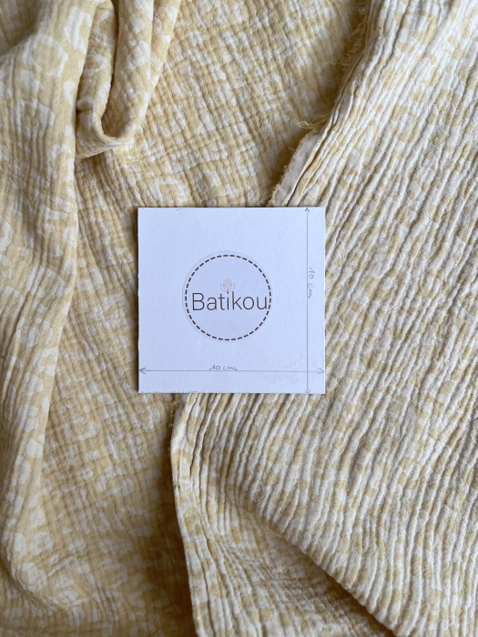 Livia - Double gaze de coton jacquard graou jaune tendre et écru réversible Qualité Oeko-tex - 4