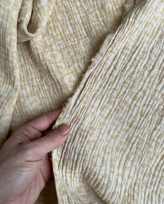 Livia - Double gaze de coton jacquard graou jaune tendre et écru réversible Qualité Oeko-tex - 5