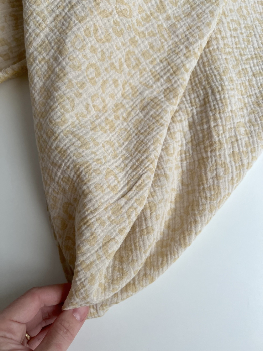 Livia - Double gaze de coton jacquard graou jaune tendre et écru réversible Qualité Oeko-tex - 7
