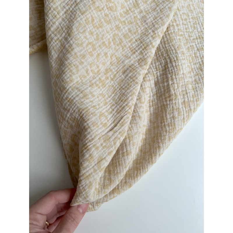 Livia - Double gaze de coton jacquard graou jaune tendre et écru réversible Qualité Oeko-tex - 7
