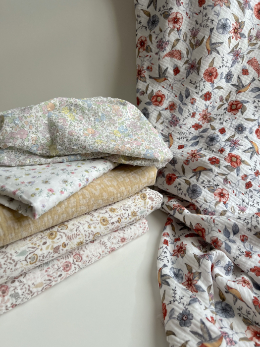 Livia - Double gaze de coton jacquard graou jaune tendre et écru réversible Qualité Oeko-tex - 11