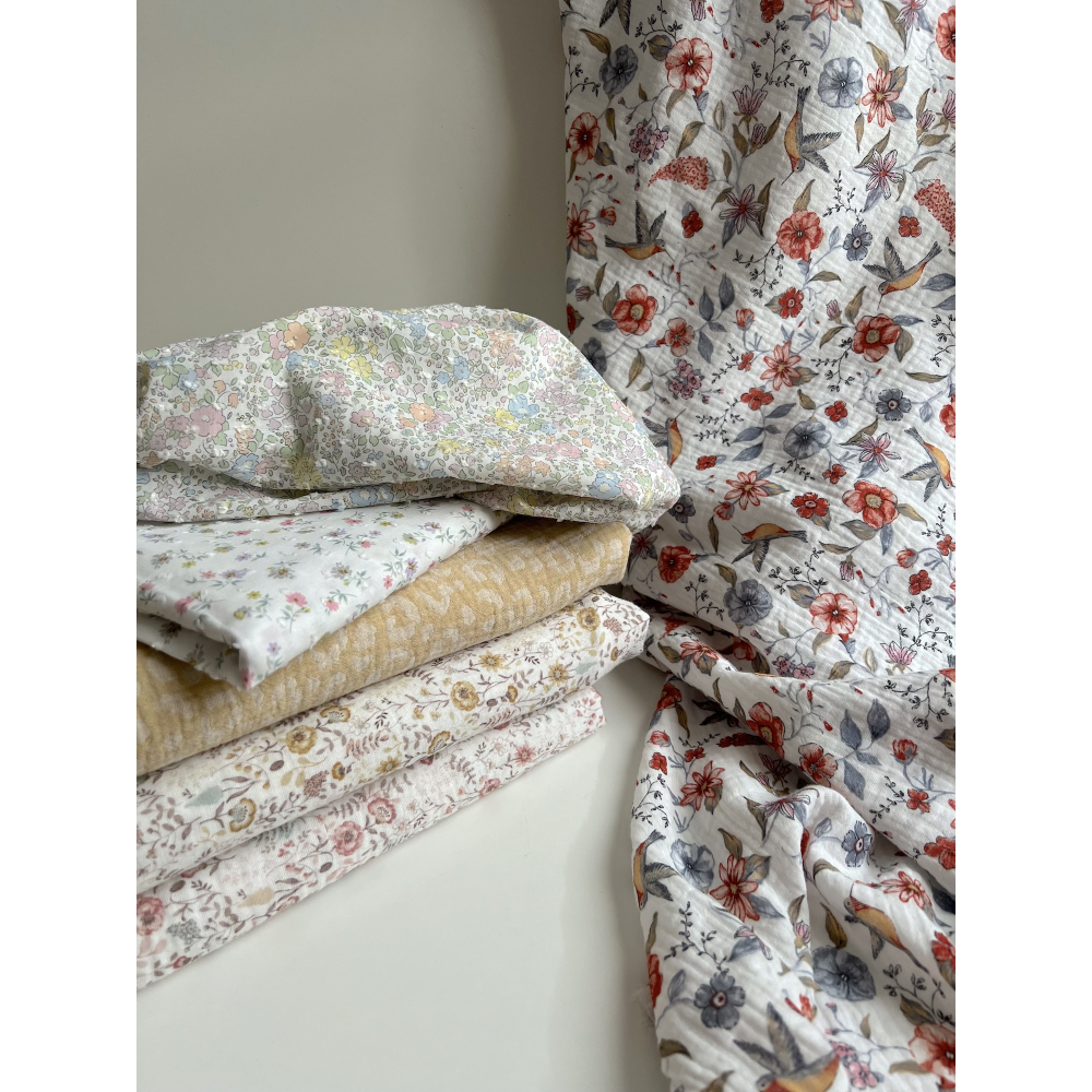 Livia - Double gaze de coton jacquard graou jaune tendre et écru réversible Qualité Oeko-tex - 11