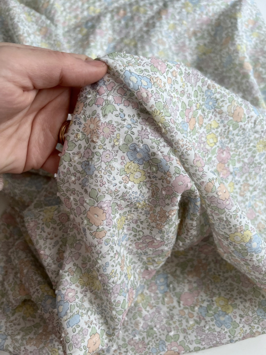 Mia - Plumetis de coton imprimé exclusif fleuri pastel Tissus issus de l'agriculture biologique  - 2