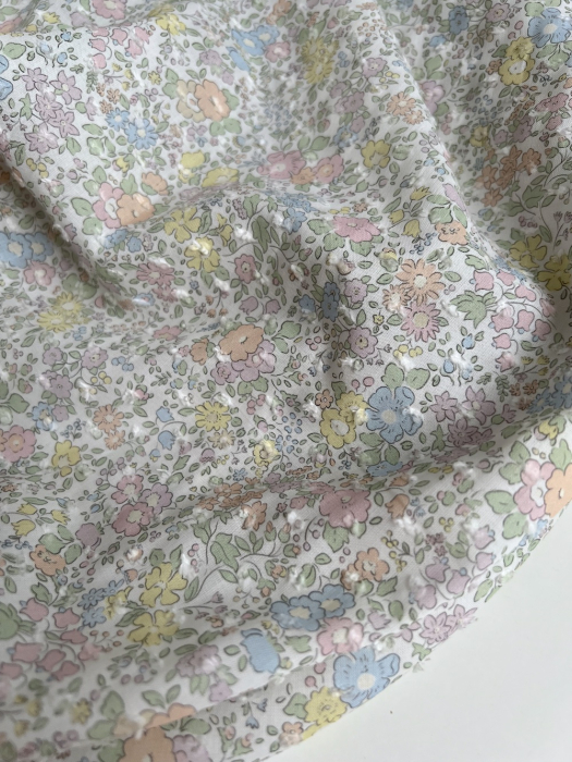 Mia - Plumetis de coton imprimé exclusif fleuri pastel Tissus issus de l'agriculture biologique  - 3