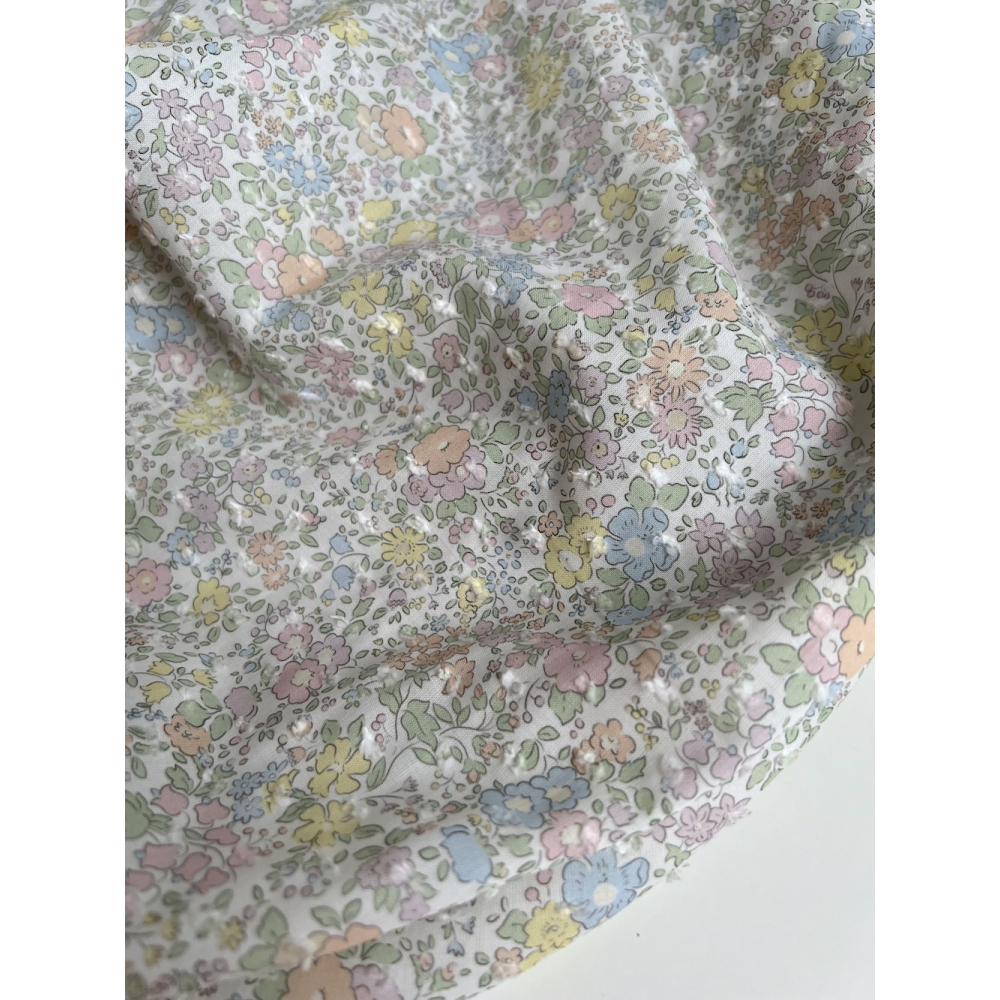 Mia - Plumetis de coton imprimé exclusif fleuri pastel Tissus issus de l'agriculture biologique  - 3
