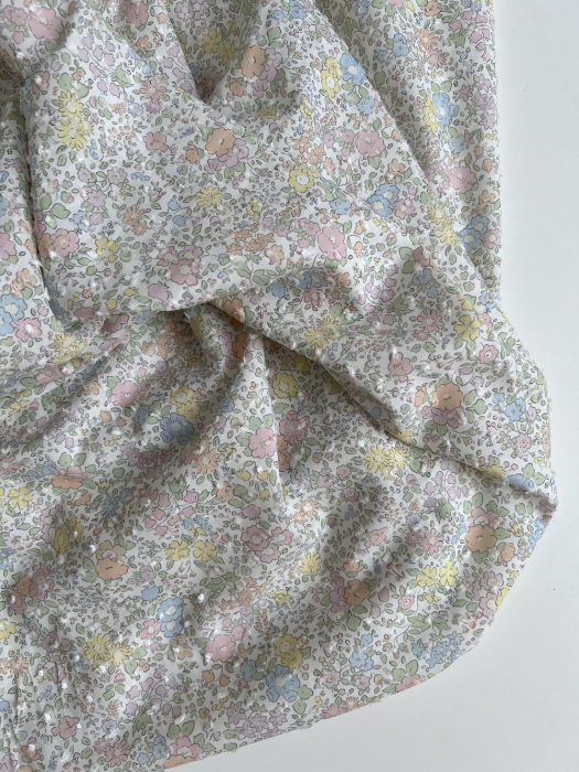 Mia - Plumetis de coton imprimé exclusif fleuri pastel Tissus issus de l'agriculture biologique  - 4