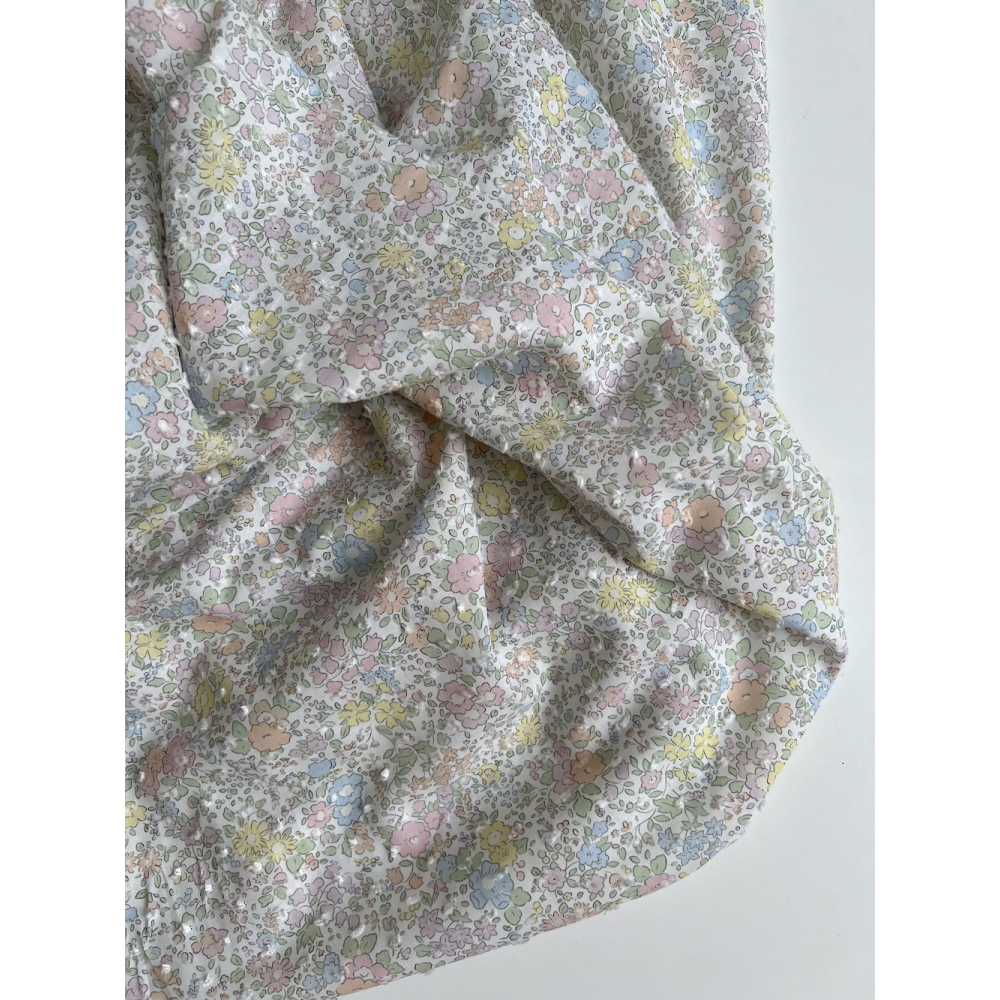 Mia - Plumetis de coton imprimé exclusif fleuri pastel Tissus issus de l'agriculture biologique  - 4