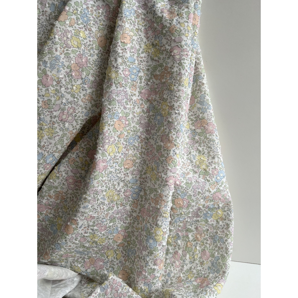 Mia - Plumetis de coton imprimé exclusif fleuri pastel Tissus issus de l'agriculture biologique  - 6