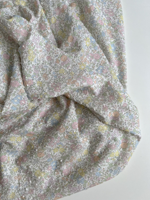 Mia - Plumetis de coton imprimé exclusif fleuri pastel Tissus issus de l'agriculture biologique  - 7