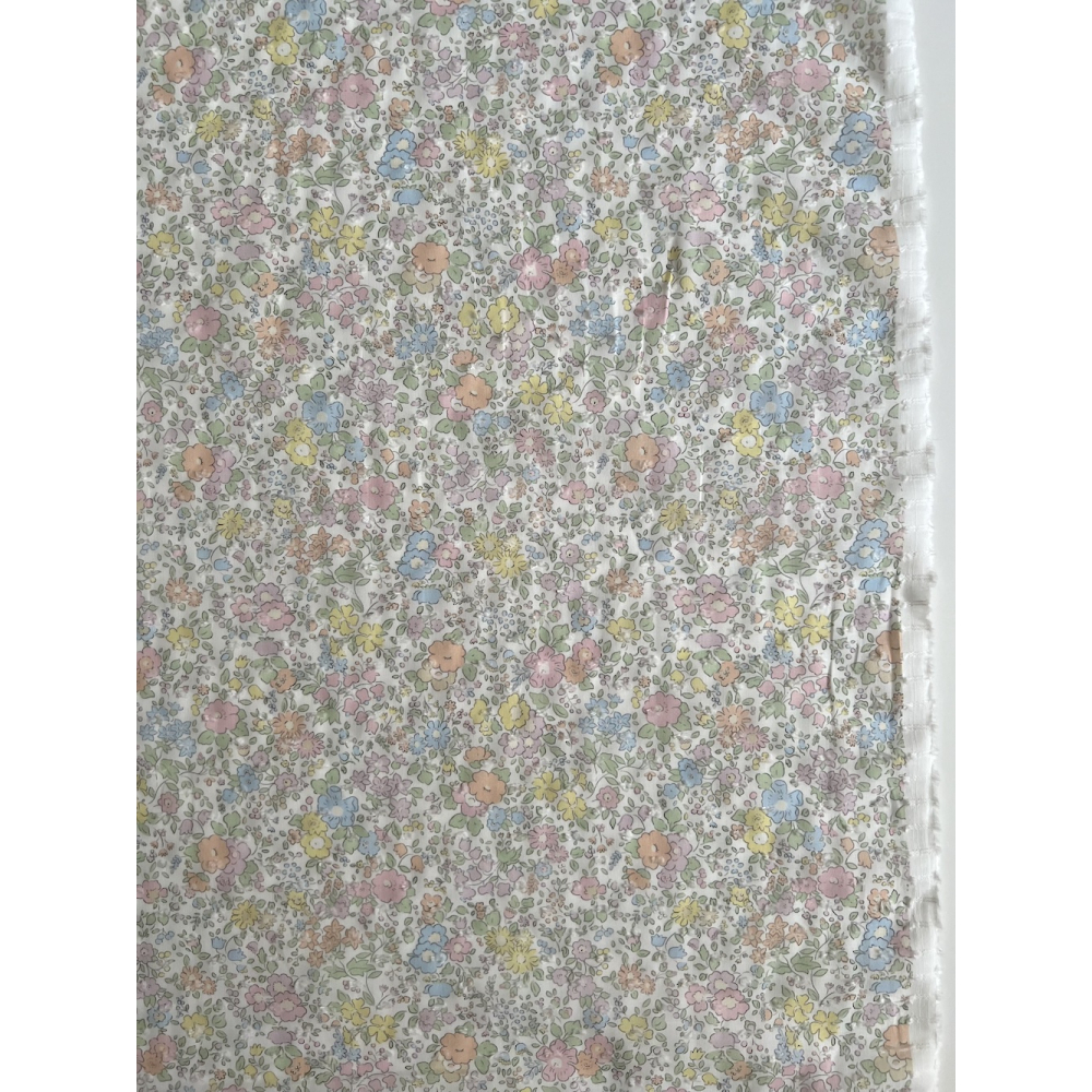 Mia - Plumetis de coton imprimé exclusif fleuri pastel Tissus issus de l'agriculture biologique  - 9
