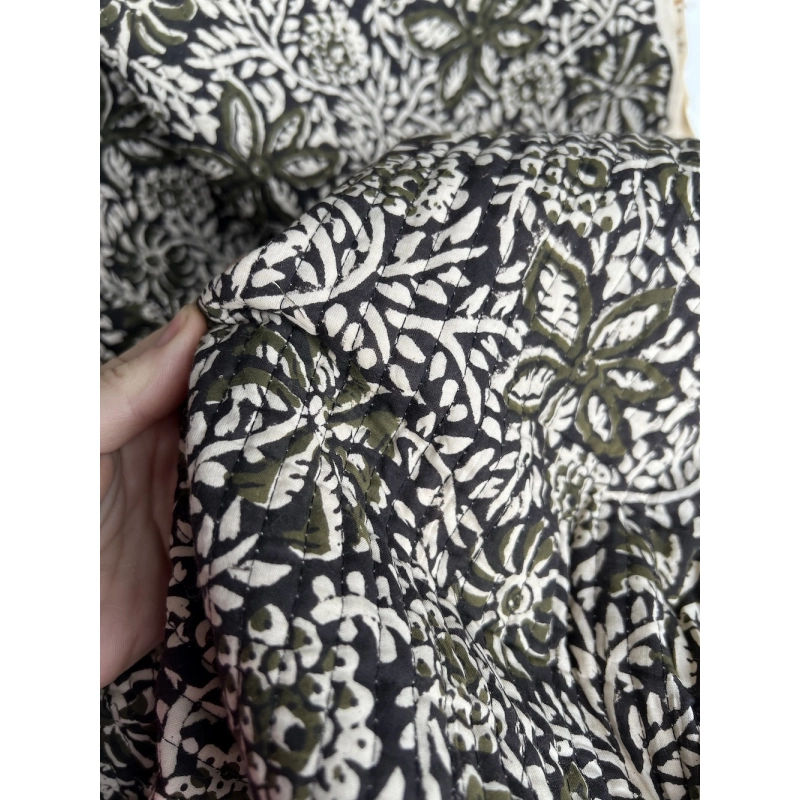 Tissu indien matelassé double face coton hand block largeur 100cm Batikou - 2