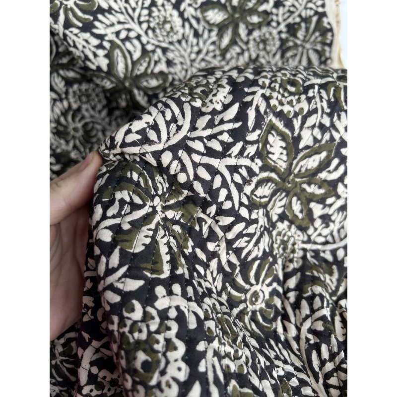 Tissu indien matelassé double face coton hand block largeur 100cm Batikou - 2