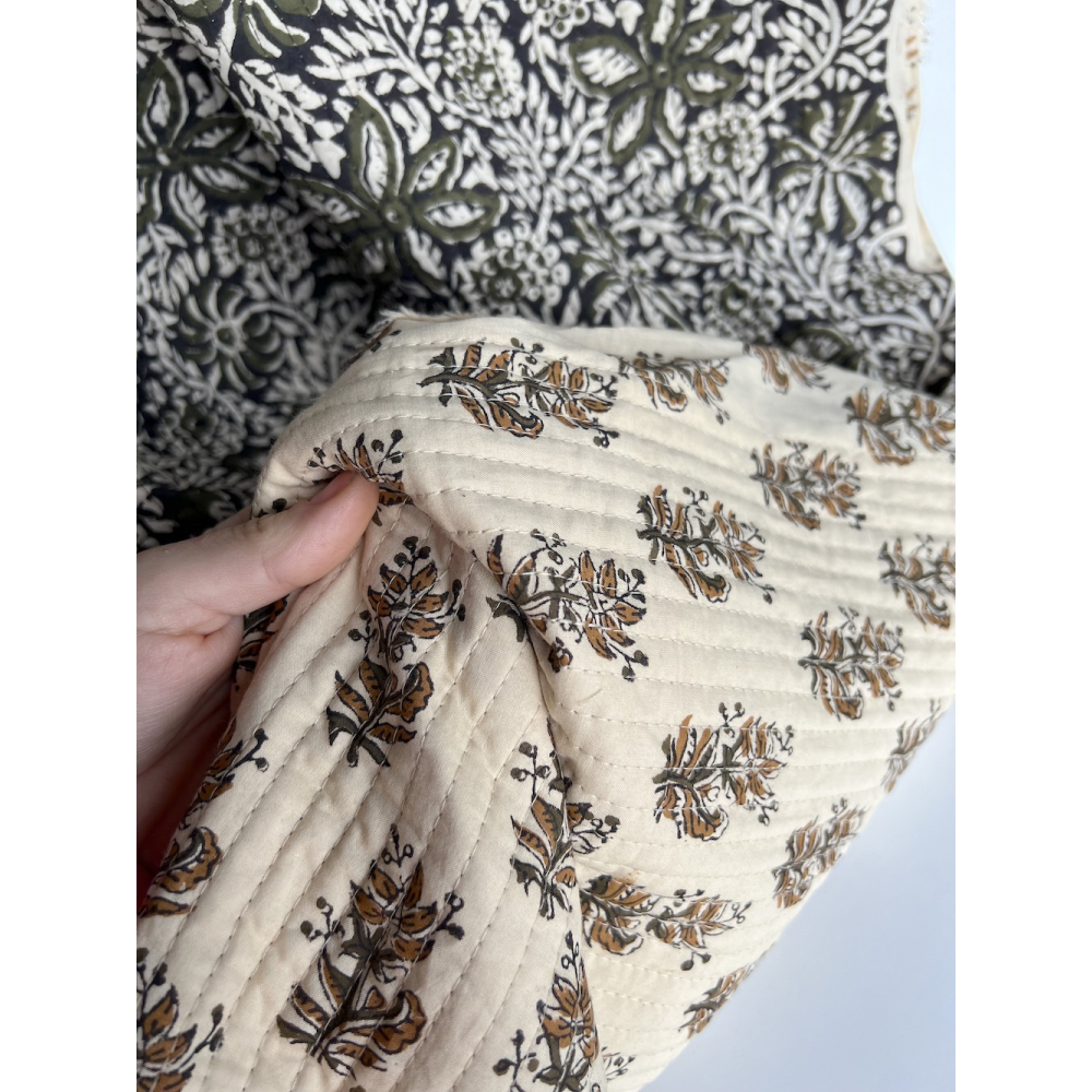 Tissu indien matelassé double face coton hand block largeur 100cm Batikou - 6