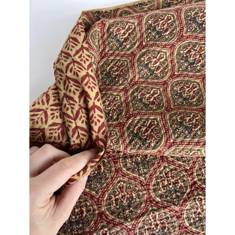 Tissu indien matelassé double face coton hand block largeur 100cm Batikou - 2