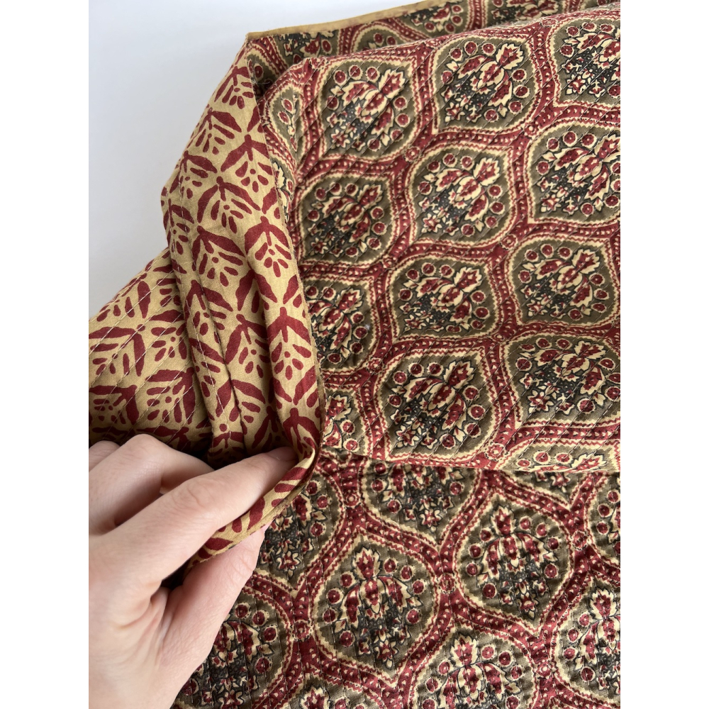 Tissu indien matelassé double face coton hand block largeur 100cm Batikou - 2