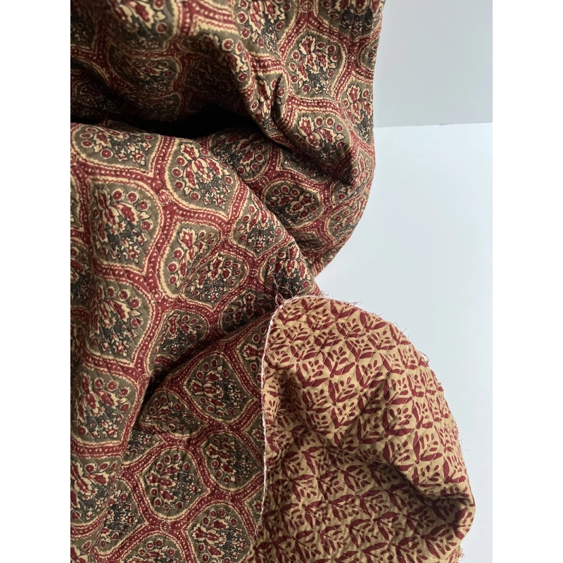 Tissu indien matelassé double face coton hand block largeur 100cm Batikou - 4