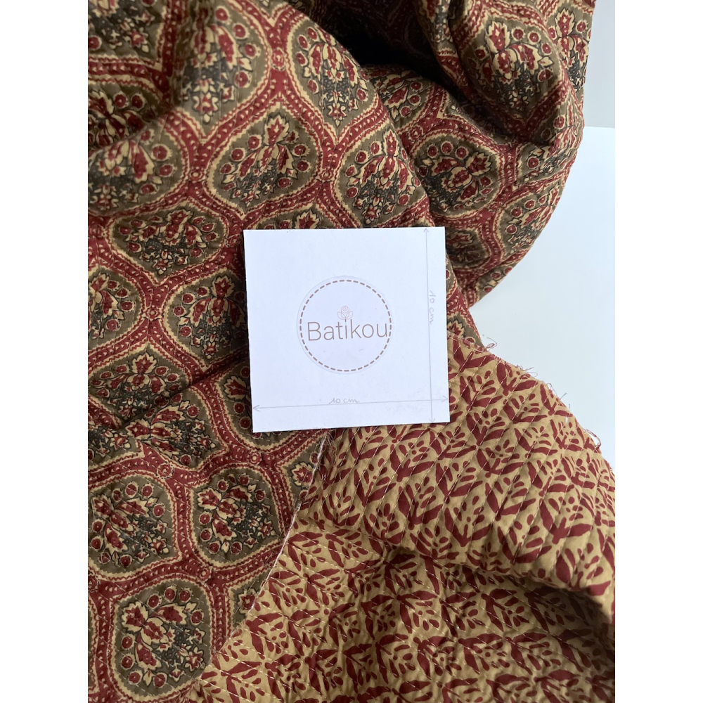 Tissu indien matelassé double face coton hand block largeur 100cm Batikou - 5