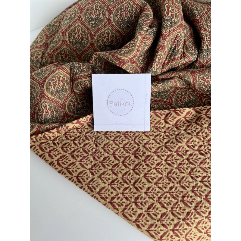 Tissu indien matelassé double face coton hand block largeur 100cm Batikou - 6